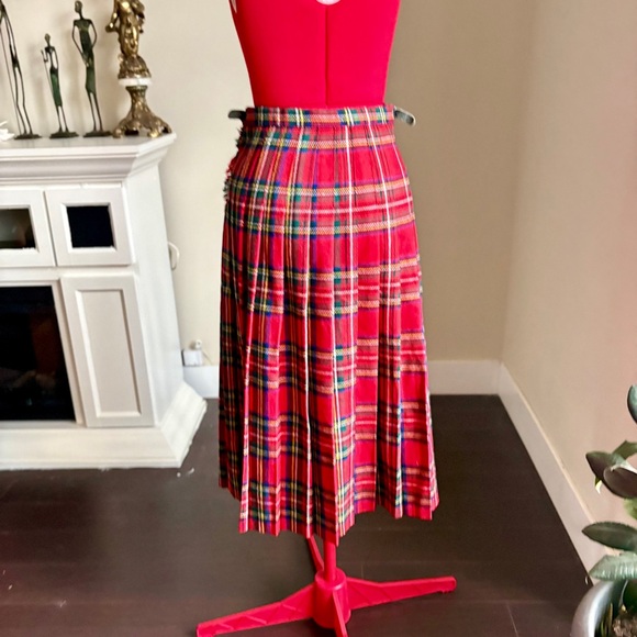 Women's Red Tartan Midi Wrap Skirt - Classic Plaid - Picture 2 of 15
